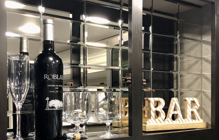 (Alcohol not included. Bottles muse be safely stored away while driving.)