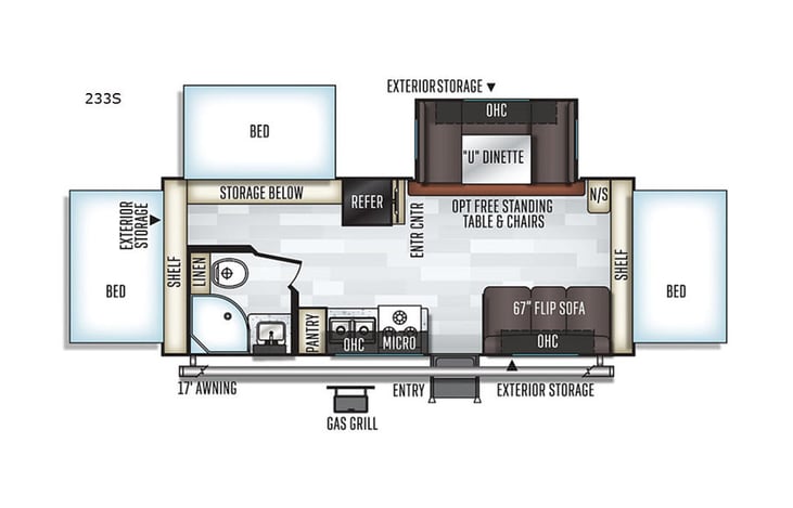 Representative floor plan provided by a trusted RVshare partner.