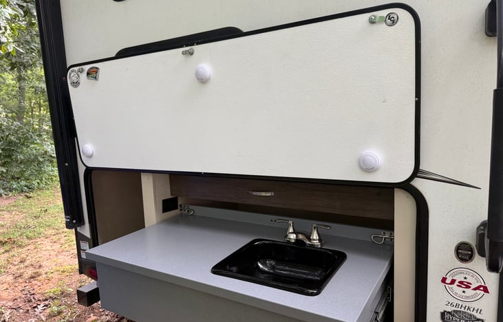 Convenient outdoor sink and prep station for more time in the great outdoors.