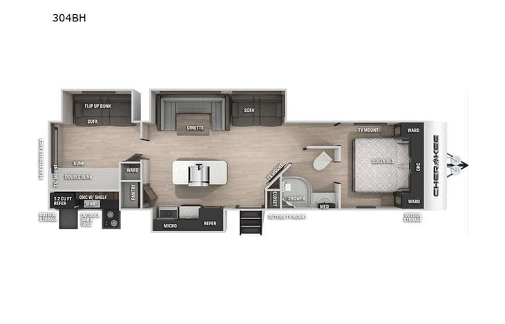 Representative floor plan provided by a trusted RVshare partner.