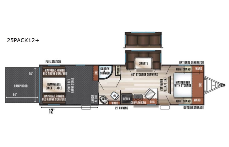Representative floor plan provided by a trusted RVshare partner.
