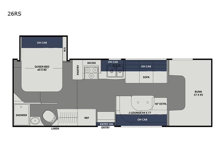 Representative floor plan provided by a trusted RVshare partner.