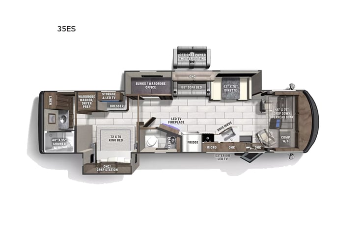 Representative floor plan provided by a trusted RVshare partner.