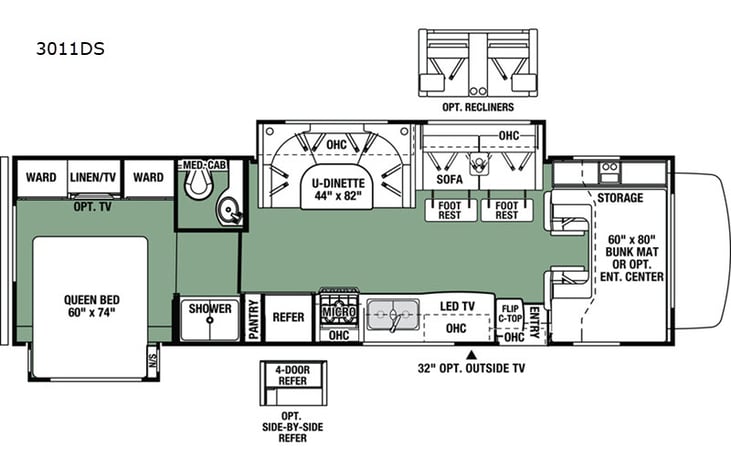 Representative floor plan provided by a trusted RVshare partner.