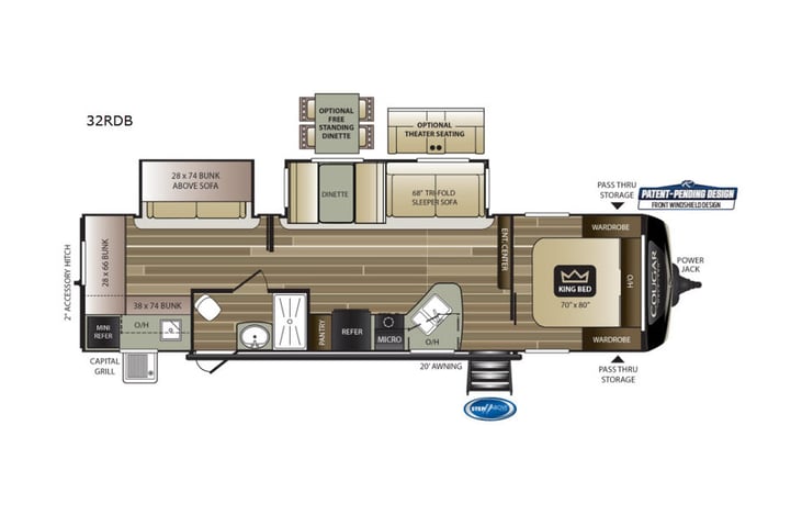 Representative floor plan provided by a trusted RVshare partner.