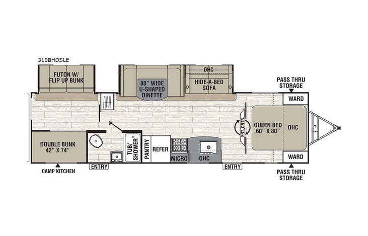Representative floor plan provided by a trusted RVshare partner.