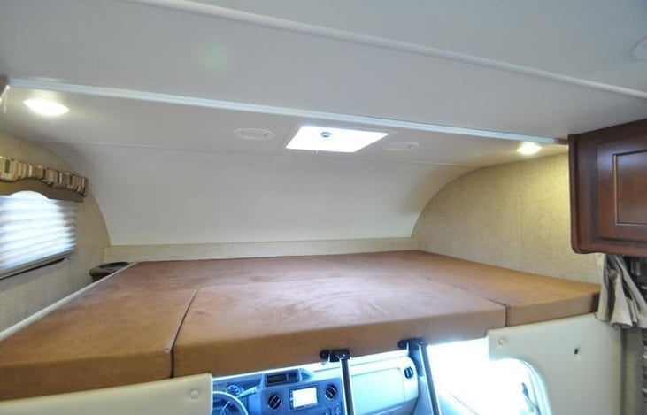 54"x87" Cab-Over Bunk sleeping area w/Privacy Curtain