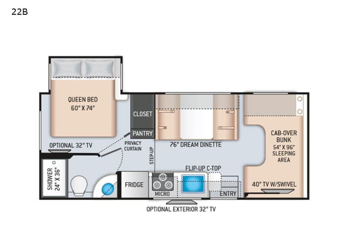 Representative floor plan provided by a trusted RVshare partner.