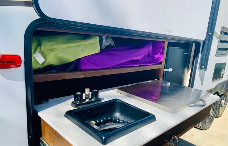 Outside grill and refrigerator