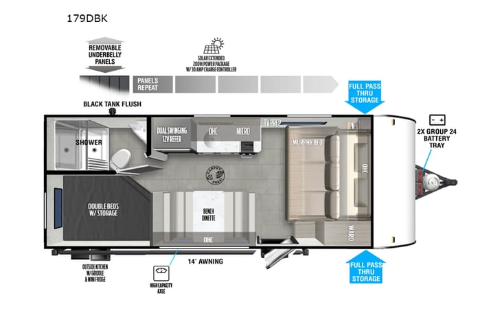 Representative floor plan provided by a trusted RVshare partner.