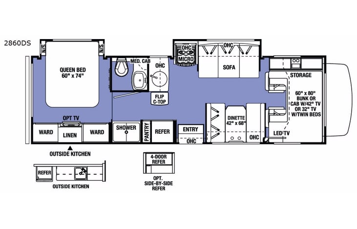 Representative floor plan provided by a trusted RVshare partner.