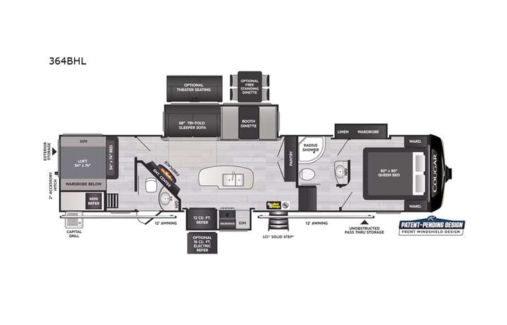 Representative floor plan provided by a trusted RVshare partner.