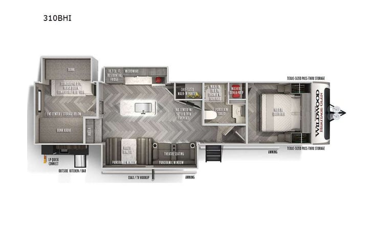 Representative floor plan provided by a trusted RVshare partner.