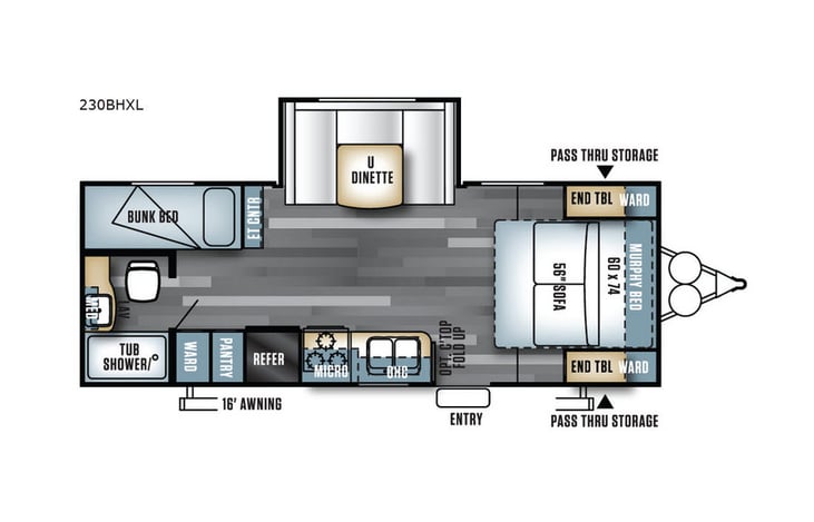 Representative floor plan provided by a trusted RVshare partner.