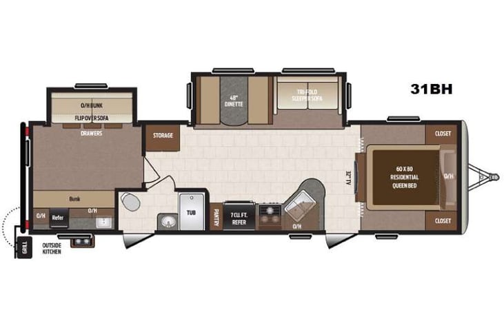 Representative floor plan provided by a trusted RVshare partner.