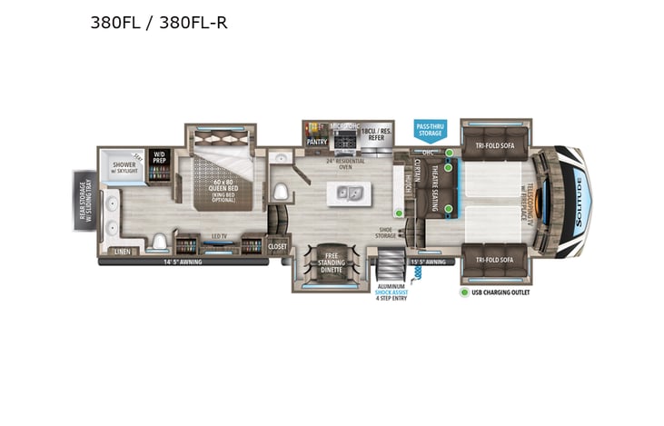 Representative floor plan provided by a trusted RVshare partner.