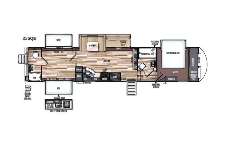 Representative floor plan provided by a trusted RVshare partner.
