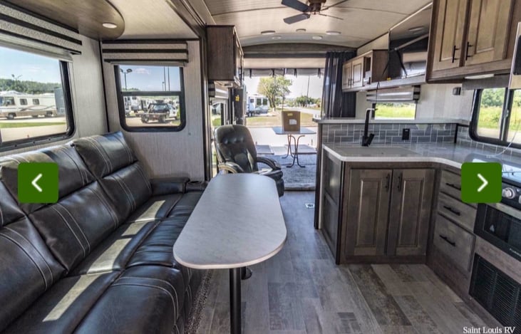 Fully reclining leather couch