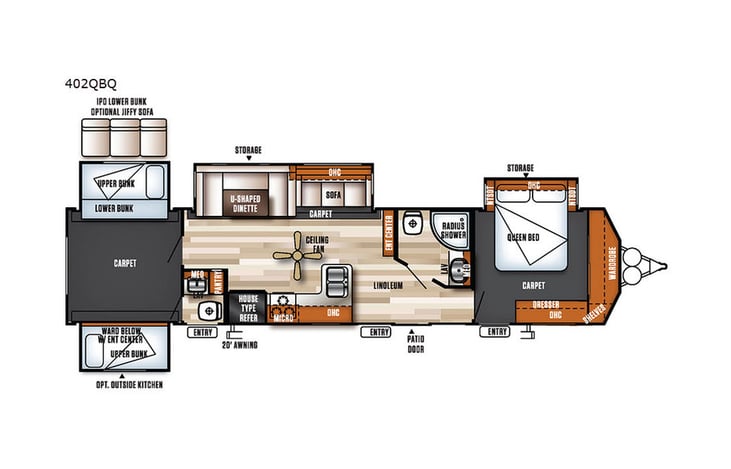 Representative floor plan provided by a trusted RVshare partner.
