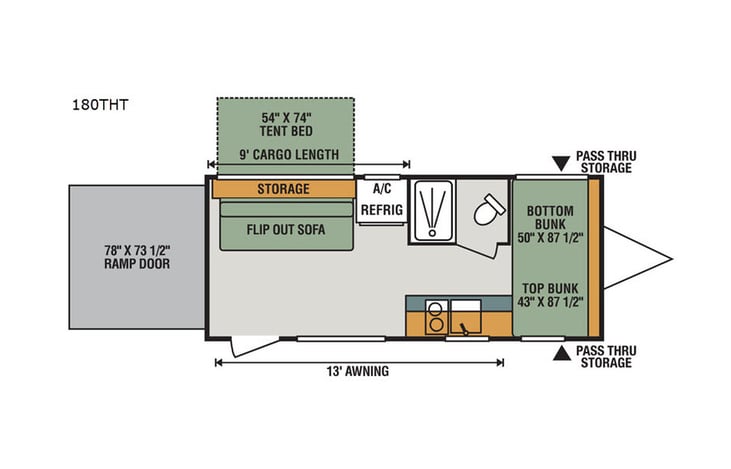 Representative floor plan provided by a trusted RVshare partner.