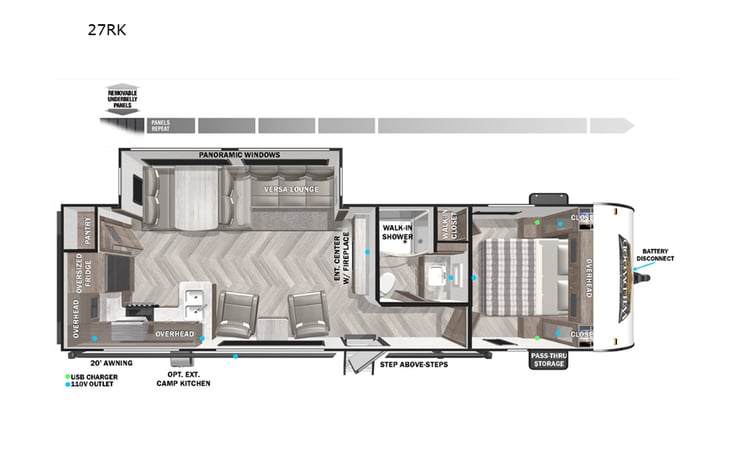 Representative floor plan provided by a trusted RVshare partner.