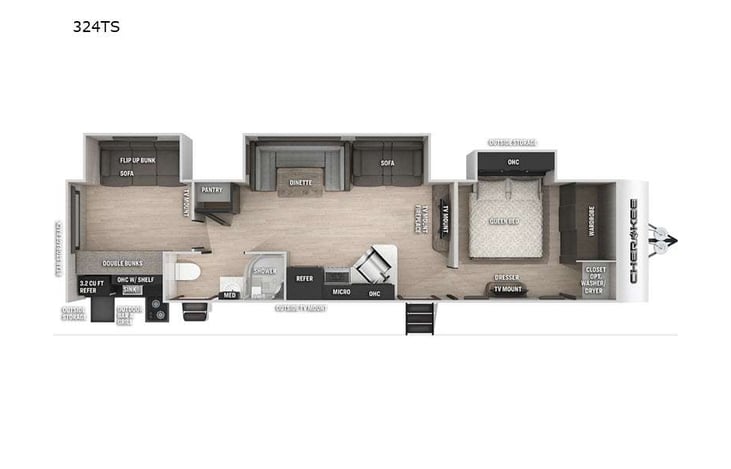 Representative floor plan provided by a trusted RVshare partner.