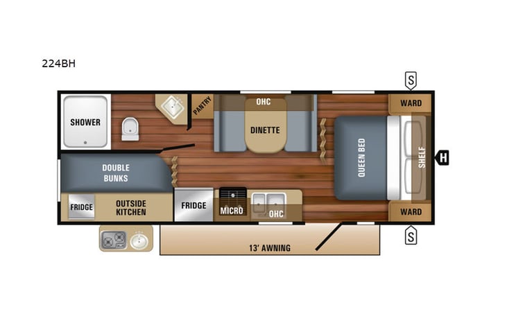 Representative floor plan provided by a trusted RVshare partner.