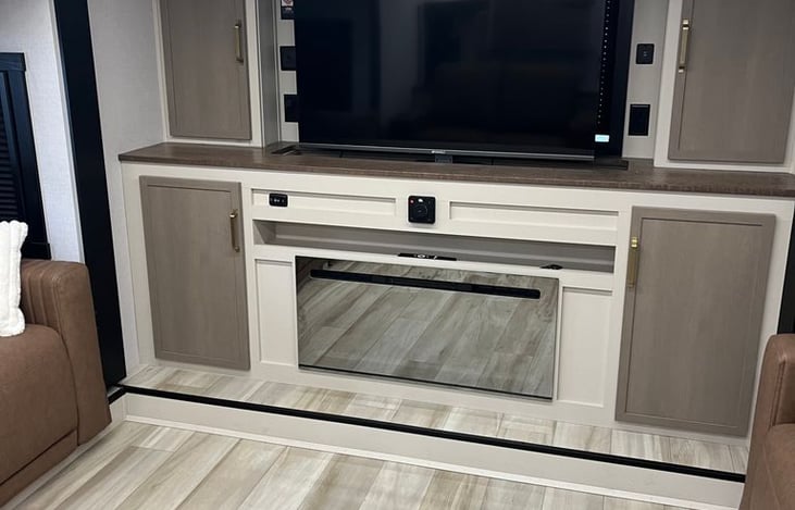 Living room electric fireplace, TV