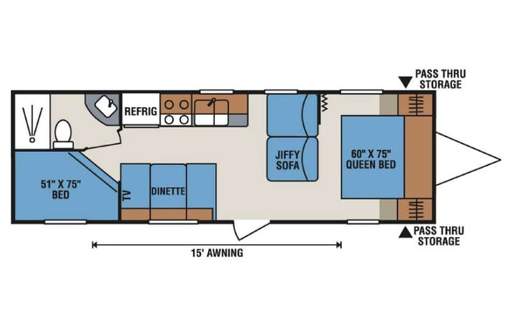 Representative floor plan provided by a trusted RVshare partner.