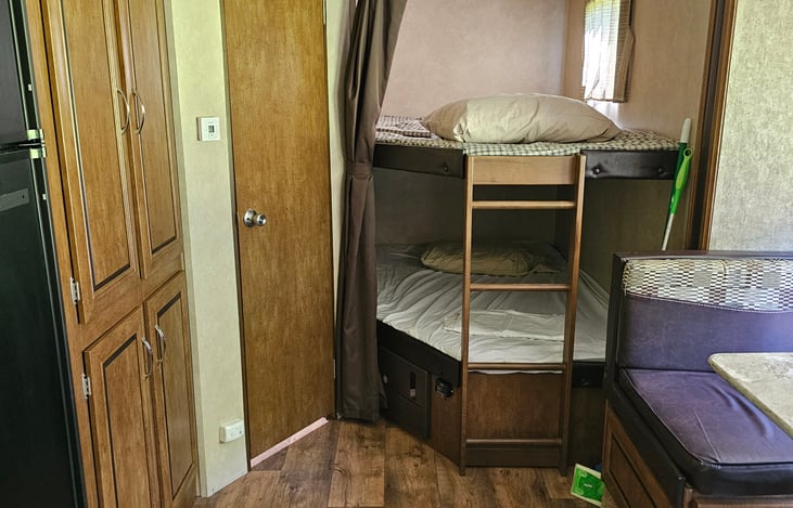 Two - Full Bunk Beds, all linens, pillows and towels provided.