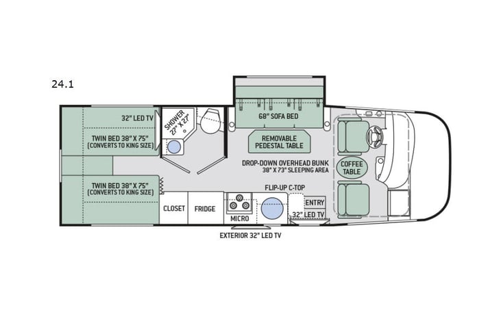 Representative floor plan provided by a trusted RVshare partner.