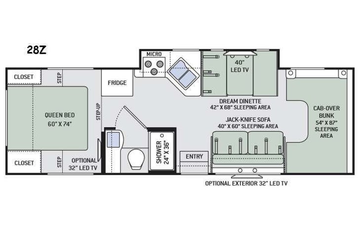 Representative floor plan provided by a trusted RVshare partner.