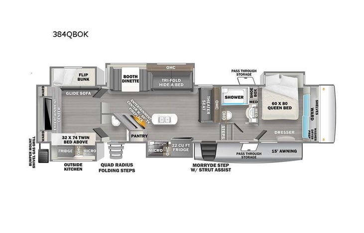 Representative floor plan provided by a trusted RVshare partner.