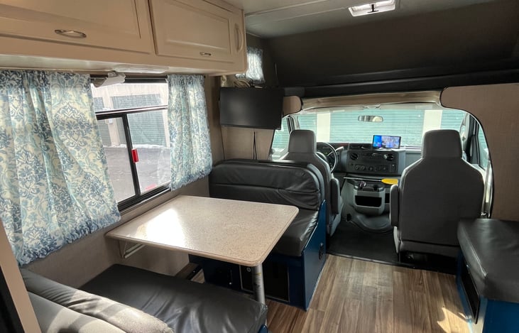 Eating space which converts to a bed