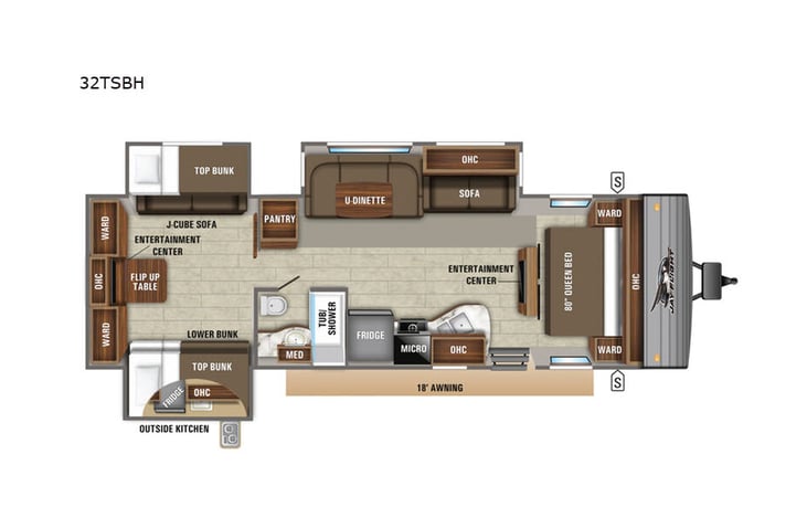 Representative floor plan provided by a trusted RVshare partner.