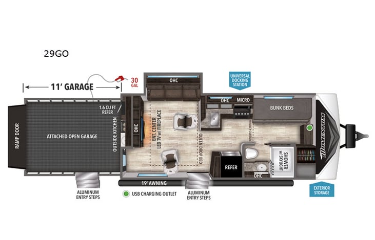 Representative floor plan provided by a trusted RVshare partner.