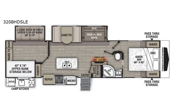 Representative floor plan provided by a trusted RVshare partner.