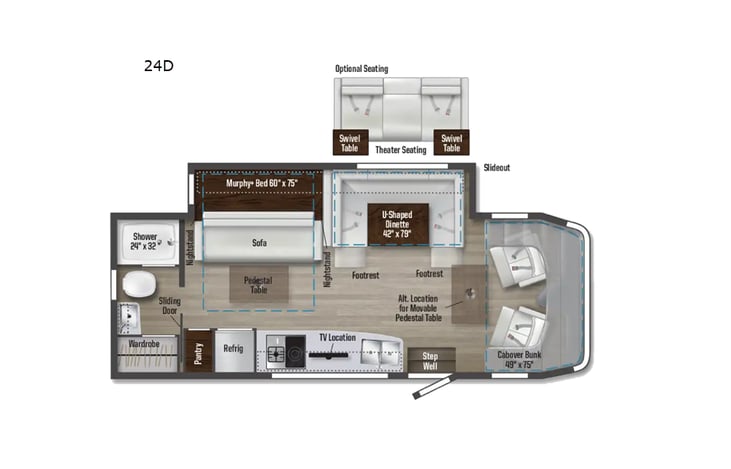 Representative floor plan provided by a trusted RVshare partner.