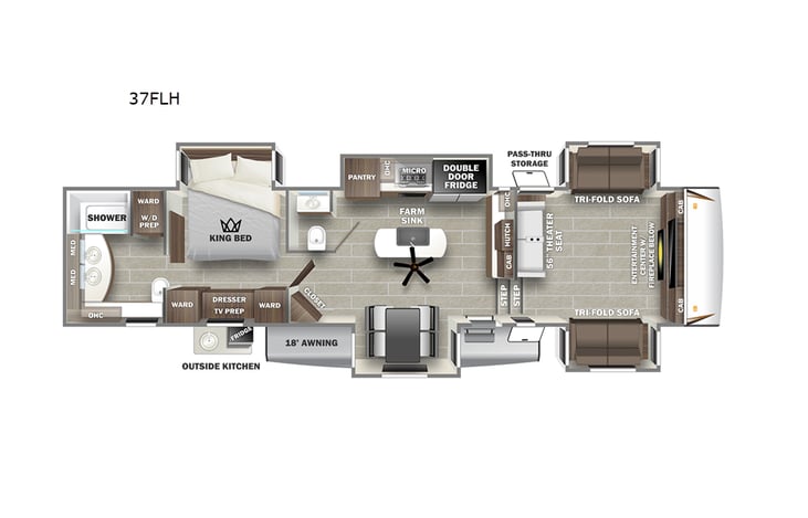 Representative floor plan provided by a trusted RVshare partner.