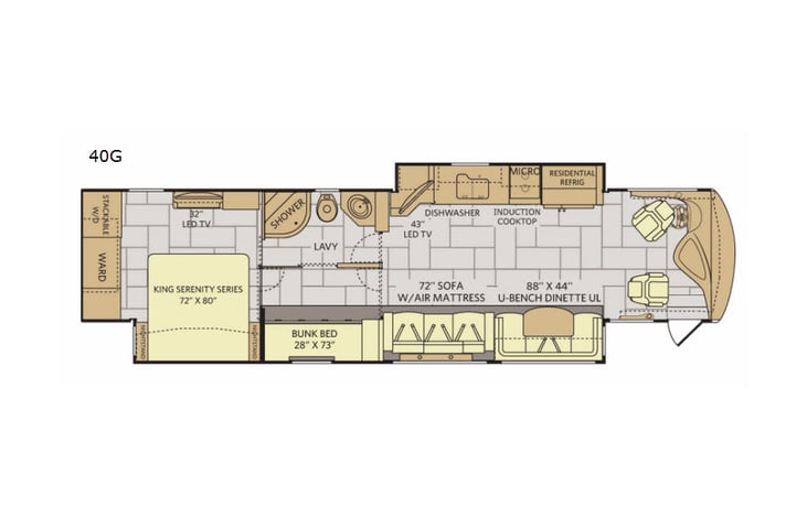 Representative floor plan provided by a trusted RVshare partner.