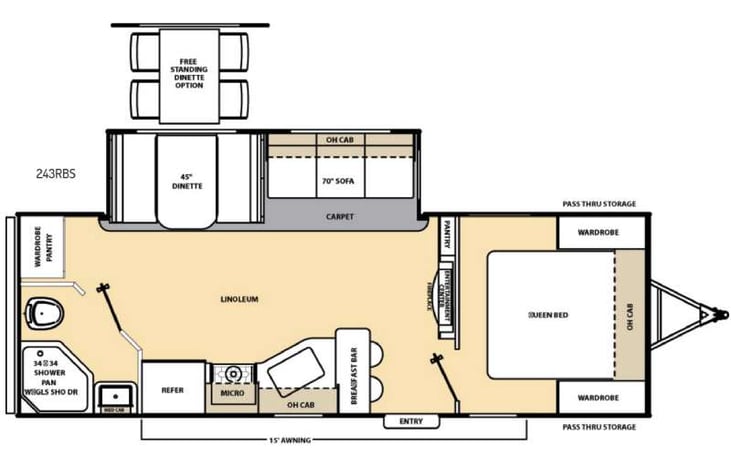 Representative floor plan provided by a trusted RVshare partner.