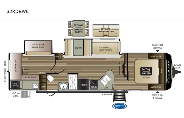 Representative floor plan provided by a trusted RVshare partner.