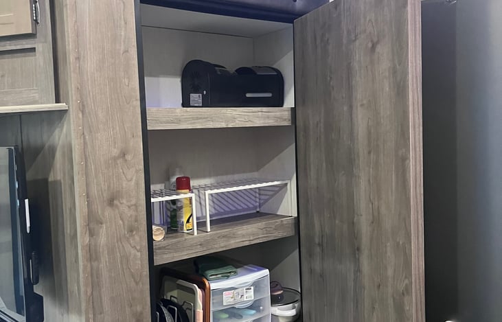 Pantry space, with included coffee maker we will setup on arrival! We include coffee grounds you can choose from.