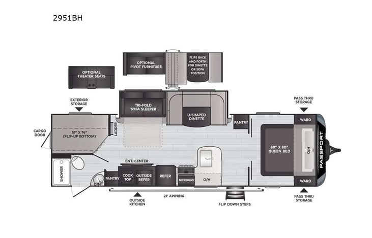 Representative floor plan provided by a trusted RVshare partner.