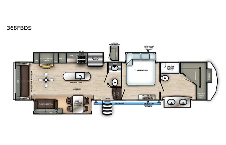 Representative floor plan provided by a trusted RVshare partner.