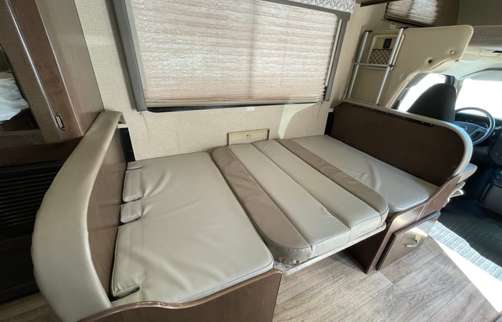 Easy to convert dream dinette, newly upholstered.