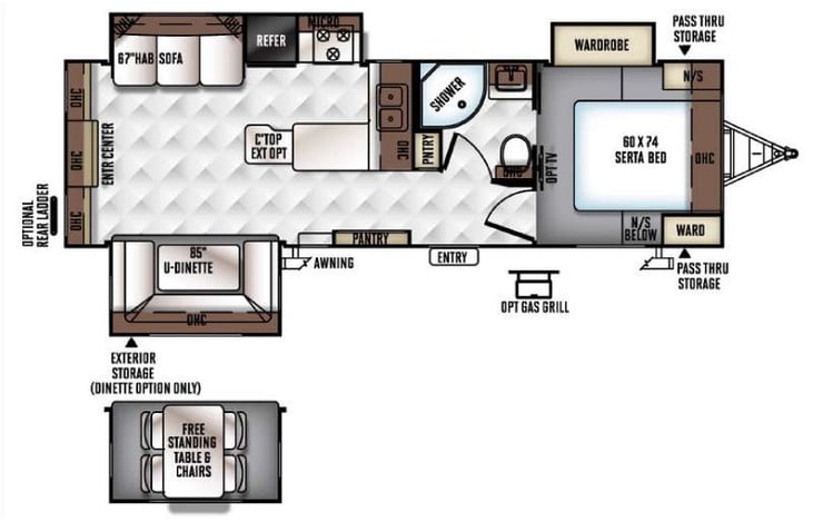 Representative floor plan provided by a trusted RVshare partner.