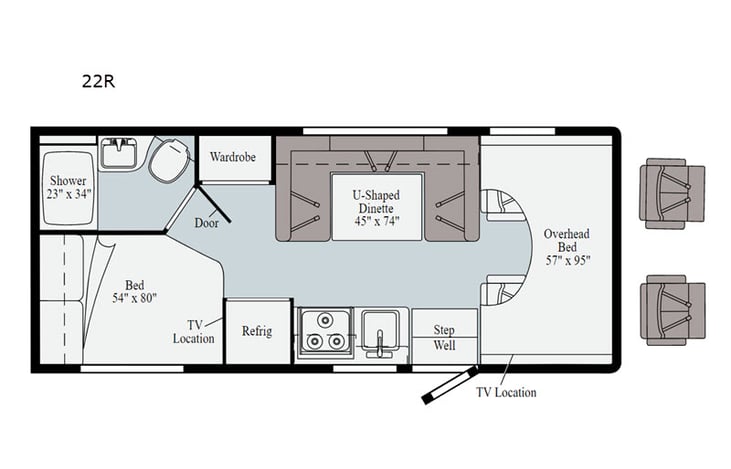 Representative floor plan provided by a trusted RVshare partner.