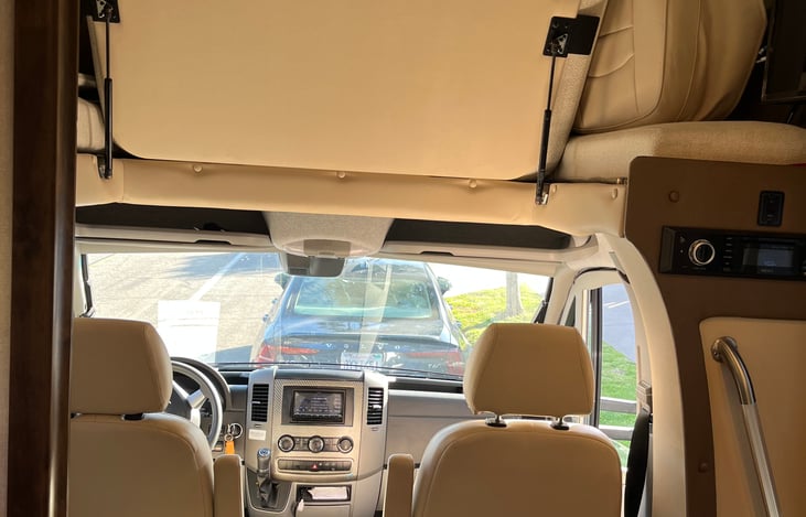 Bunk above folds upwards, good for storage or small person sleeping (up to 125#'s)