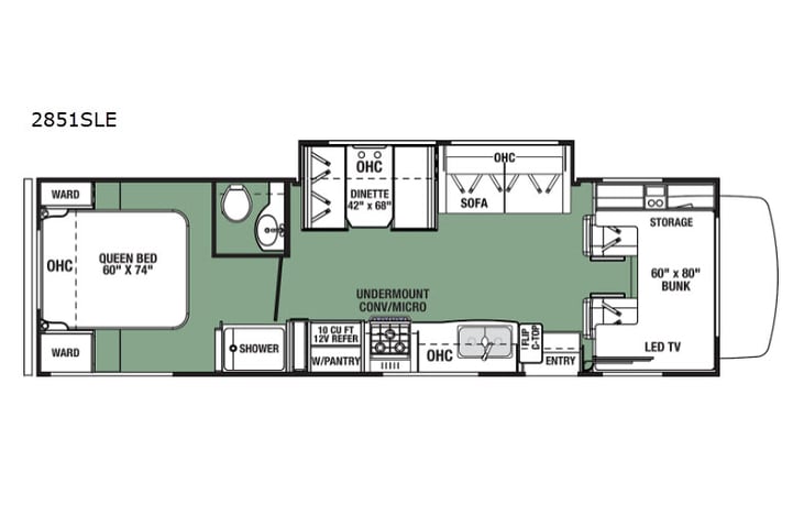 Representative floor plan provided by a trusted RVshare partner.
